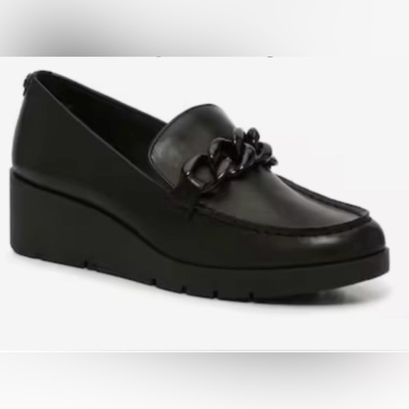 Anne Klein Qiana iflex Black Wedge Chain Loafer Size 8 - Picture 1 of 10